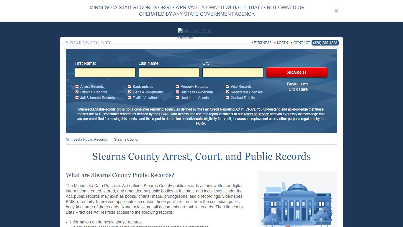 Stearns County Arrest, Court, and Public Records